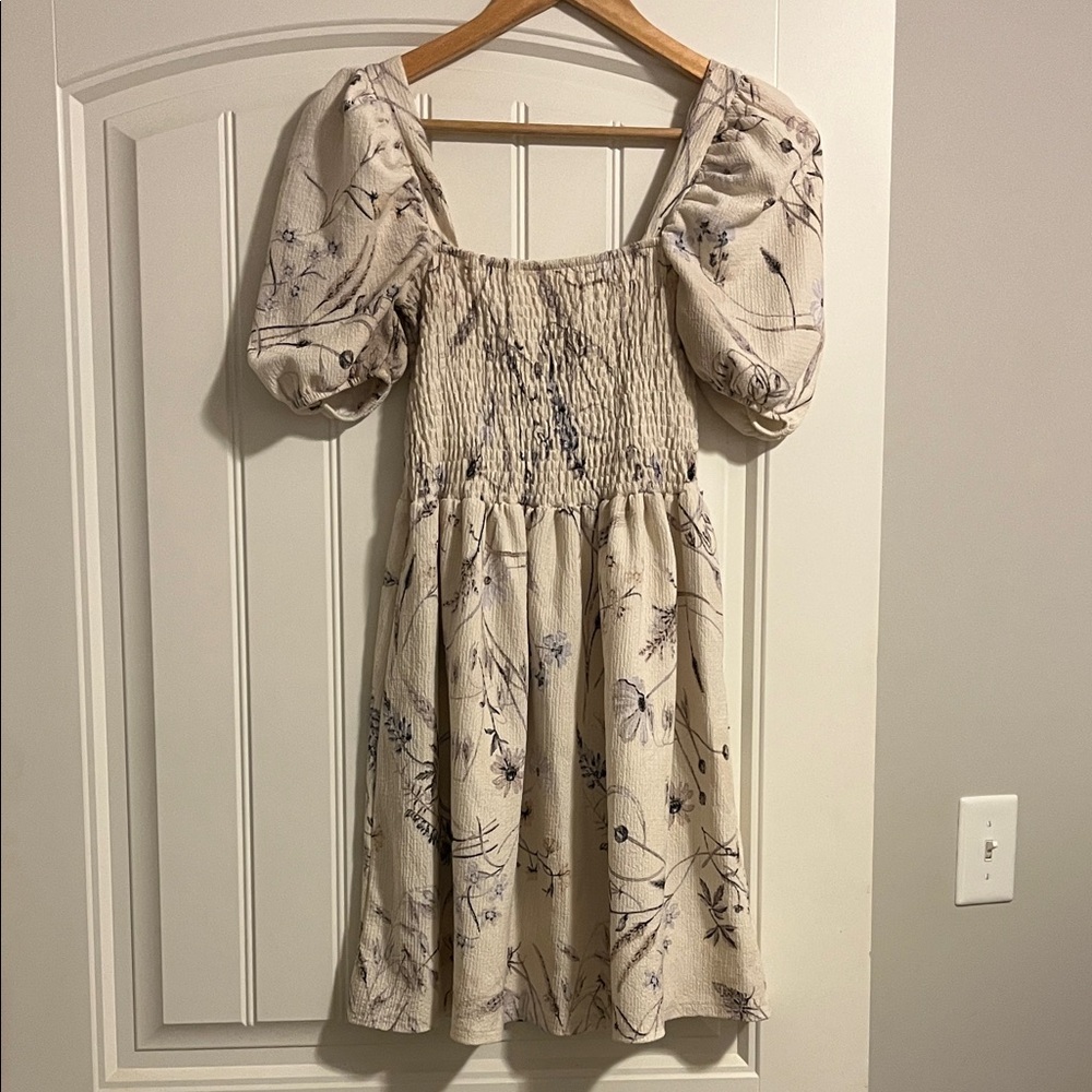 H&M Cream Floral Midi Dress